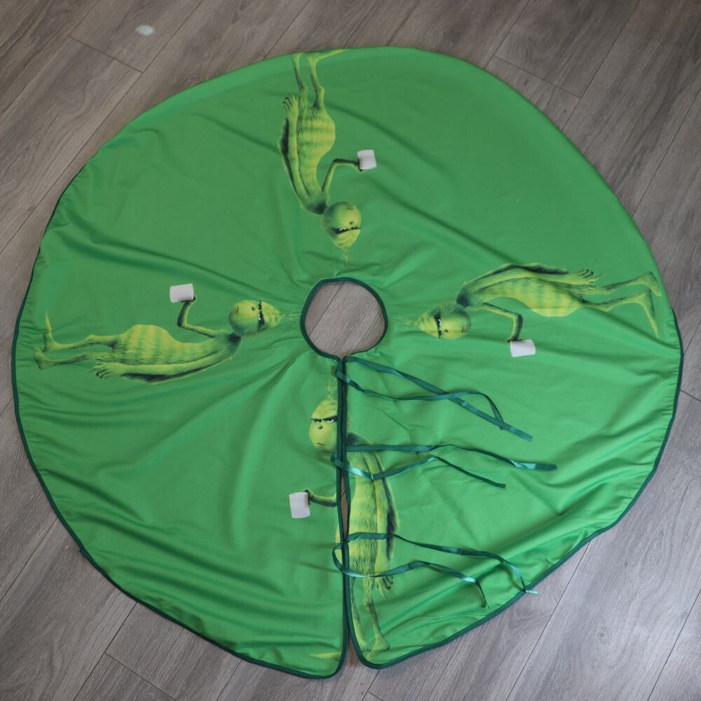 Hairy Grinch Christmas Tree Skirt Green Tie Holiday Party Movie